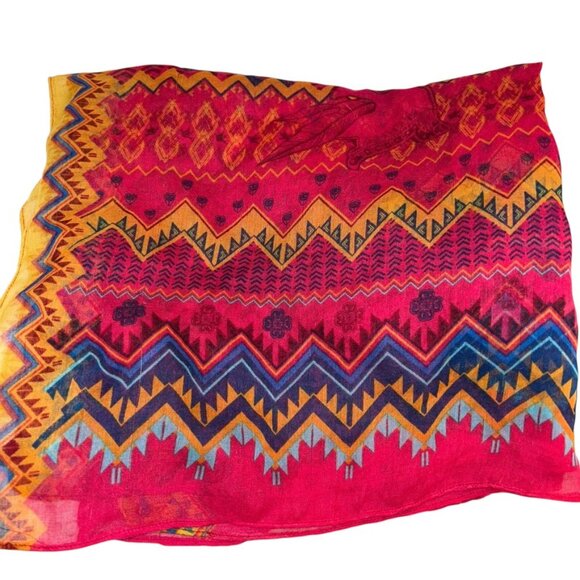 Ford Cares Women Pink Breast Cancer Collection warm bright colors ethnic scarf - Picture 5 of 5